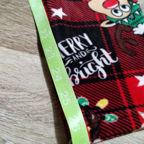 •No Boundaries Junior's M Size 7-8 Christmas Red Plaid Reindeer Fleece Leggings - Picture 11 of 16